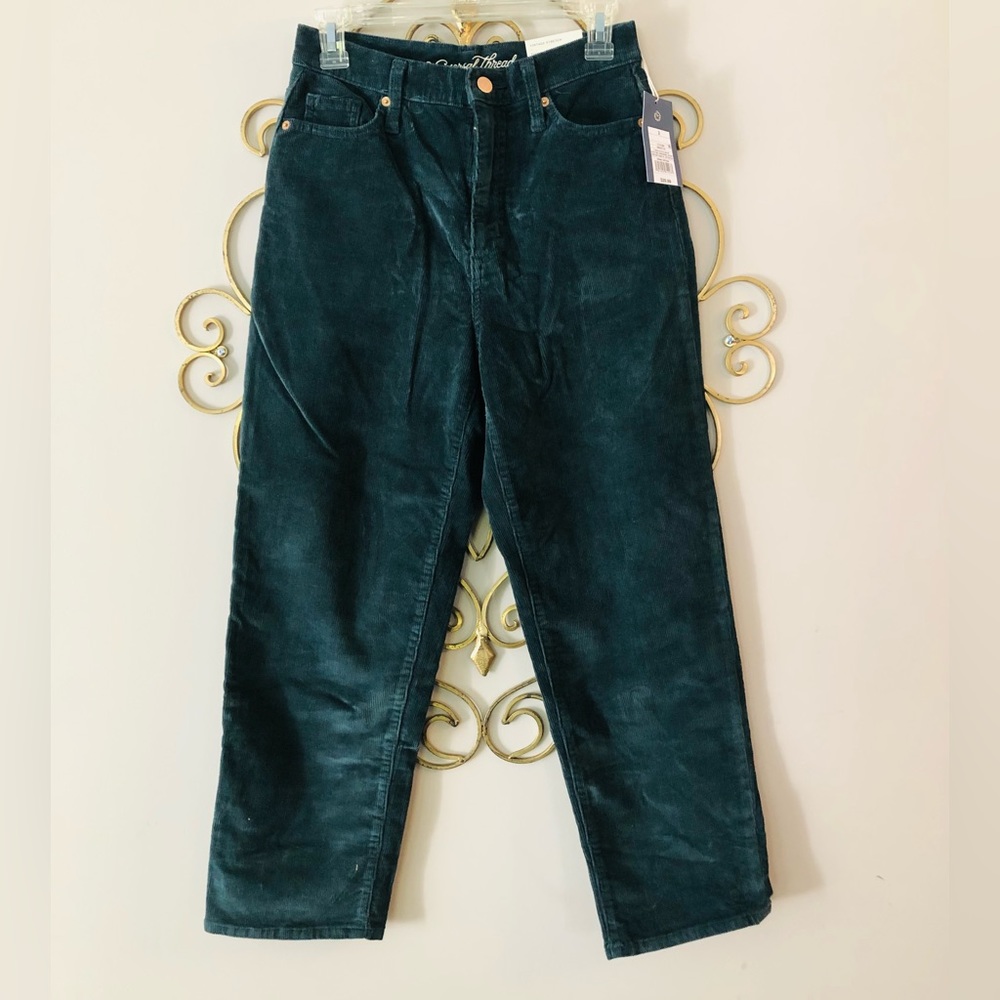 High waisted emerald green corduroy pants